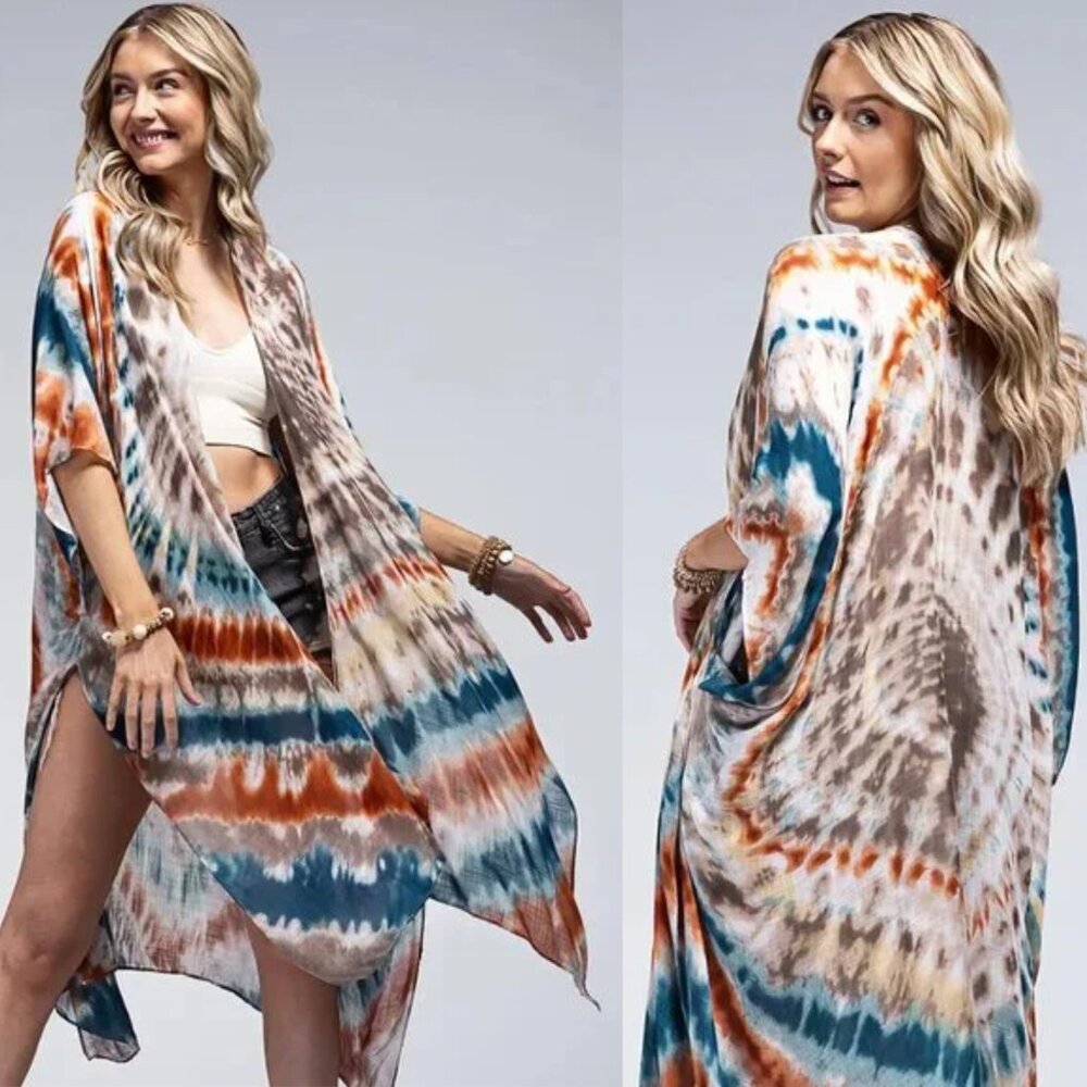 Piper Vibrant Tie-Dye Swirl Kimono